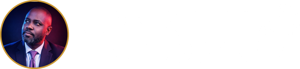 UPSTREET logo white text